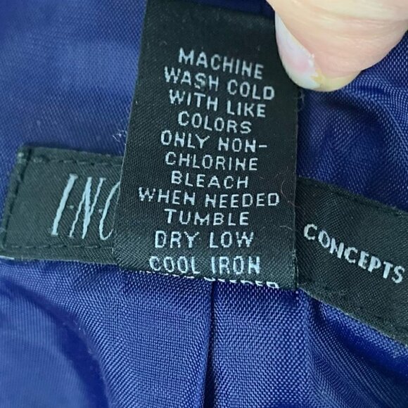 INC International concepts blazer size M blue shawl collar tuxedo career jacket - Picture 7 of 8